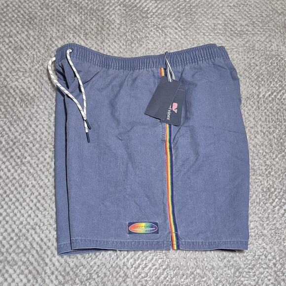 Vineyard Vines Island Chappy Swim Trunk Blue Stripe Lined Board Short XL Pockets - Picture 1 of 10